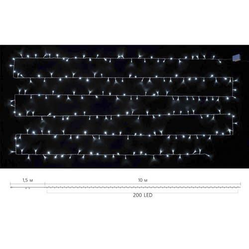 Внутрішня гірлянда Delux STRING 200LED 10м біле прозорий провід IP20