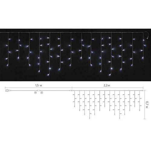 Внутрішня гірлянда Delux ICICLE 75LED 2х0 7м біле прозорий провід IP20