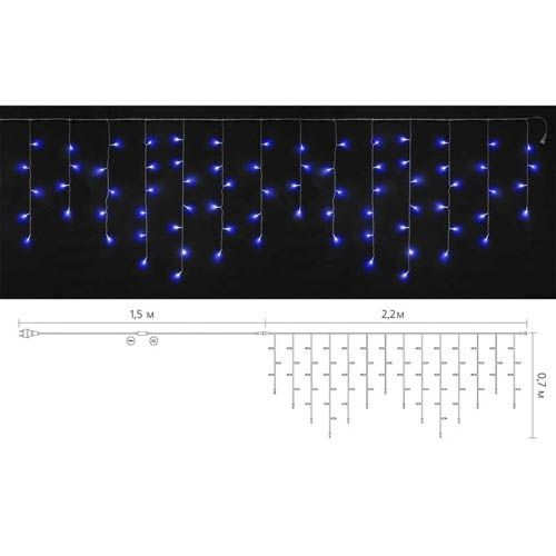 Внутрішня гірлянда Delux ICICLE 75LED 2х0 7м синє прозорий провід IP20