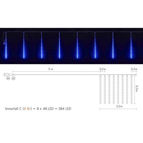 Зовнішня гірлянда Delux бурулька SNOWFALL 384LED 8*50см синє IP44