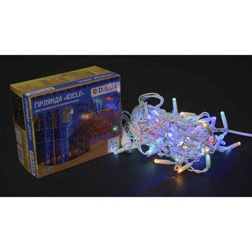 Зовнішня гірлянда Delux ICICLE 75LED 2x0.7м блимаюча RGB білий провід IP44