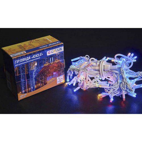 Зовнішня гірлянда Delux ICICLE 108LED 2x1м блимаюча RGB білий провід IP44