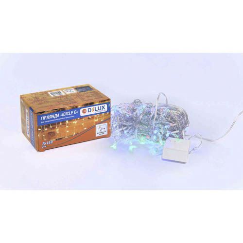 Внутрішня гірлянда Delux ICICLE 75LED 2х0 7м RGB прозорий провід IP20