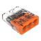 Клема COMPACT PUSH WIRE WAGO 3-провідна 0.5-2.5 мм.кв прозора/помаранчева без пасти