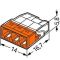 Клема COMPACT PUSH WIRE WAGO 3-провідна 0.5-2.5 мм.кв прозора/помаранчева без пасти