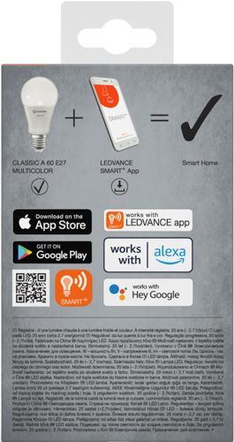 Лампа LEDVANCE груша з керуванням WiFi SMART WIFI A60 9W 230V RGBW FR E27