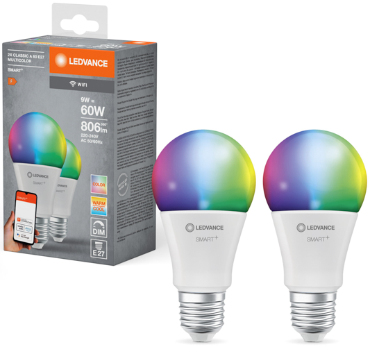 Лампа LED LEDVANCE SMART WIFI A60 9W RGBW E27 (2шт)