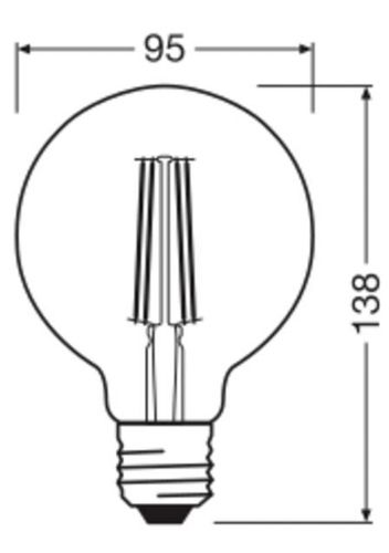 Лампа LED OSRAM філаментна VINTAGE 1906 GLOBE 95 DIM 6,5W 824 230V FIL GD E27 4X1