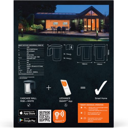 LED світильник LEDVANCE Smart outd WIFI Cascade Wall 10W RGBW чорний IP44