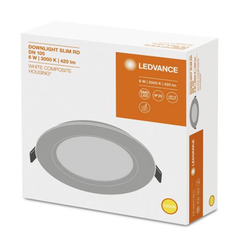 LED світильник вбудований LEDVANCE DL SLIM DN105 6W 3000K IP20 Білий