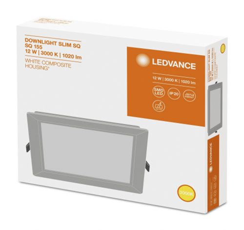 LED світильник вбудований LEDVANCE DL SLIM SQ155 12W 3000K IP20 Білий