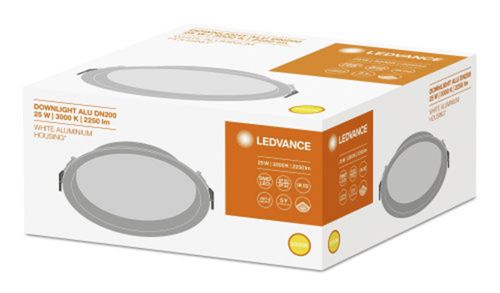 LED світильник LEDVANCE вбудований стельовий DL ALU DN200 25W 3000K IP44 Білий