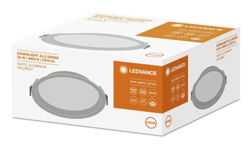 LED стельовий світильник LEDVANCE вбудований DL ALU DN200 25W 4000K IP44 Білий