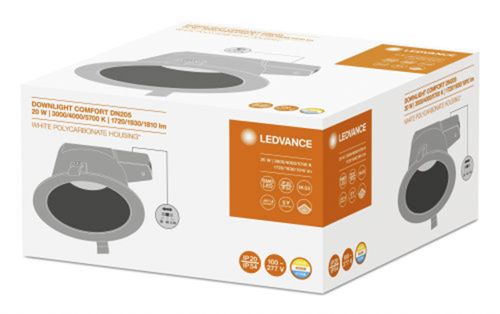 Світильник LEDVANCE DOWNLIGHT COMFORT 20W 3000К IP54 Білий
