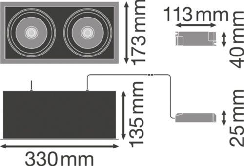 LED світильник вбудований SPOT MULTI 2x30W 3000K FL Білий