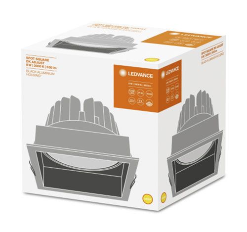 LED світильник вбудований SPOT SQUARE DARKLIGHT ADJUST 8W 3000K FL Чорний