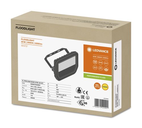 LED прожектор LEDVANCE FLOODLIGHT 20W 3000K SYM 100 Білий
