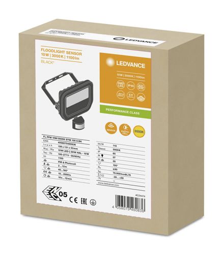 LED прожектор LEDVANCE FLOODLIGHT SENSOR 10W 3000К IP65 Чорний