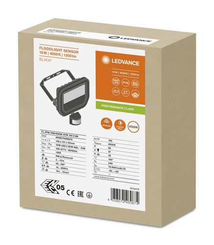 LED прожектор LEDVANCE FLOODLIGHT SENSOR 10W 4000К IP65 Чорний
