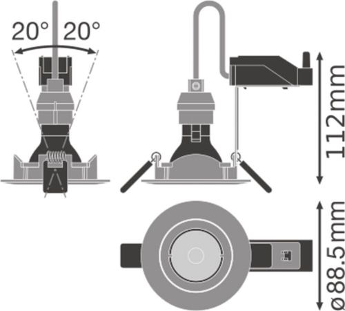 LED світильник LEDVANCE вбудований димування SP KIT ADJ V 7W 3000К GU10 DIM