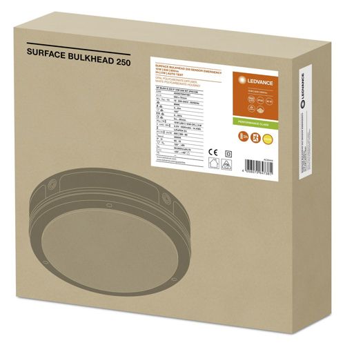 LED світильник LEDVANCE SURFACE BULKHEAD 250 SENSOR EMERGENCY 10W 3000K Білий IP65