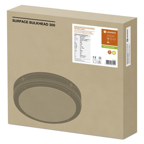 LED світильник LEDVANCE SURFACE BULKHEAD 300 SENSOR 15W 3000K Білий IP65