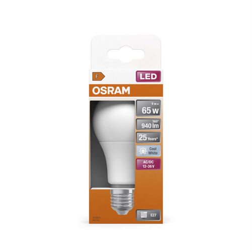 Лампа LED OSRAM груша CL A65 9W 4000K 12-36V FR E27