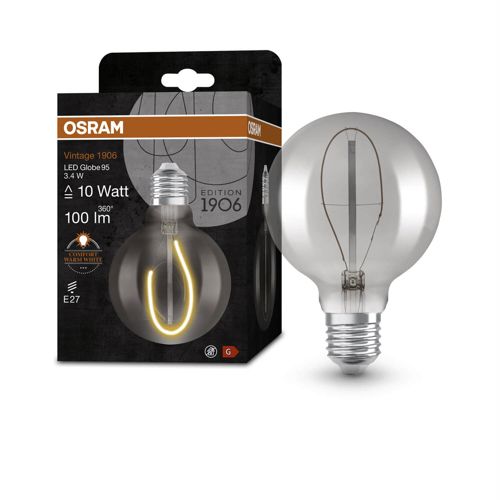 Лампа LED OSRAM філаментна вінтажна1906 GLOB 95 34W 818 FIL SM E27