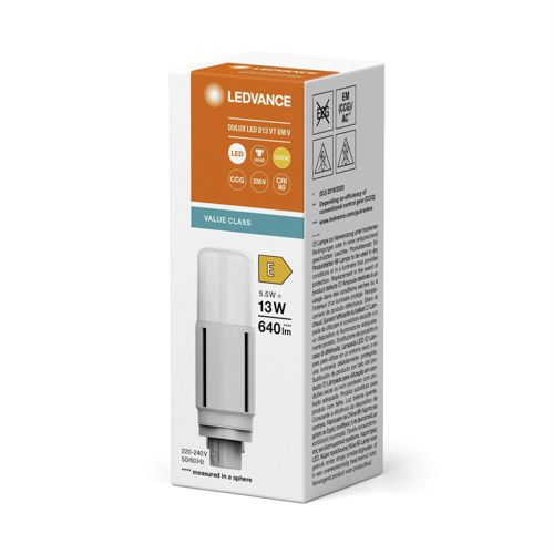 Лампа LEDVANCE DULUX D13 VT EM V 5.5W 3000K G24D