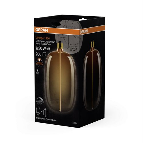 Лампа LED OSRAM філаментна 1906 LBELPOVD 4,8W 1800K TBMAG E27