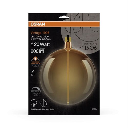 Лампа LED OSRAM філаментна 1906 LBG200D 4,8W 1800K TBMAG E27