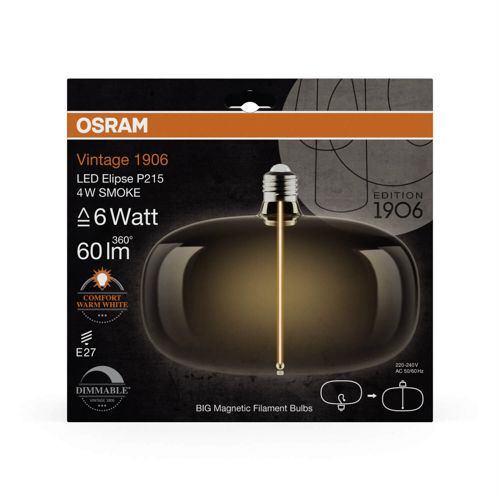 Лампа LED OSRAM філаментна 1906 LBELPD 4W 1800K SMMAG E27