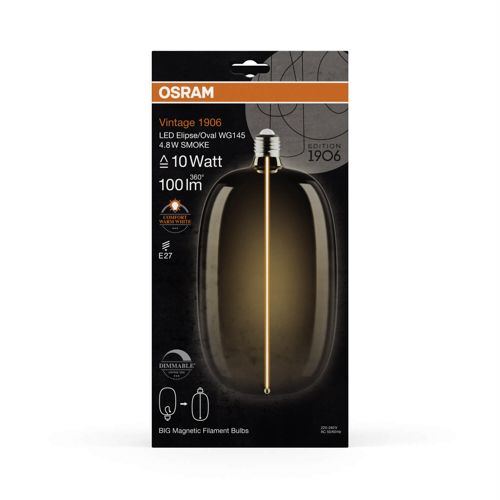 Лампа LED OSRAM філаментна 1906 LBELPOVD 4,8W 1800K SMMAG E27