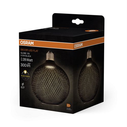 Лампа LED OSRAM FLAT G125 BLACK 3,5W 2700K FR E27