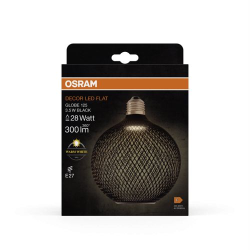 Лампа LED OSRAM FLAT G125 BLACK 3,5W 2700K FR E27