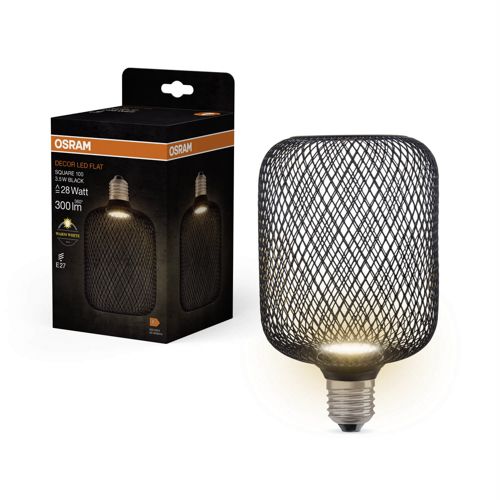Лампа LED OSRAM FLAT SQ100 BLACK 3,5W 2700K FR E27