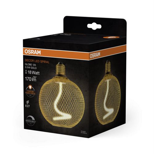Лампа LED OSRAM DECO G125 GOLD DIM 3,5W 1800K S FIL E27