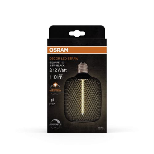 Лампа LED OSRAM DECO SQ100 BLACK DIM 3,5W 1800K FIL E27