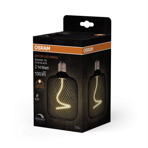 Лампа LED OSRAM DECO SPIRAL SQ100 BLACK DIM 3,5W 1800K S FIL E27