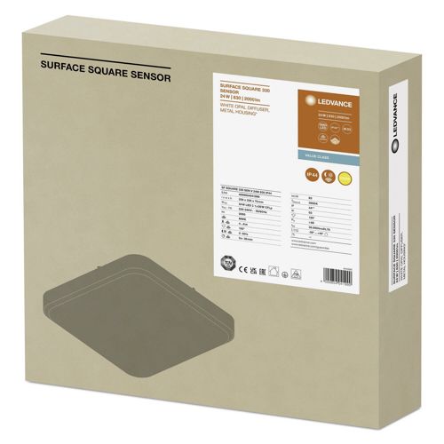 LED світильник LEDVANCE накладний SF SQUARE 330 SEN V 24W 3000K IP44