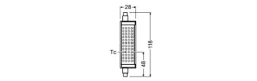 Лампа LED OSRAM на заміну лінійних галогеновихP LINE118 150 18,2W 2700K 230V R7S