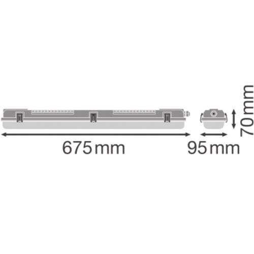 Світильник VANCE під LED лампу G13DP HOUSING 600P 2XLAMP IP65
