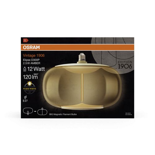 Лампа LED OSRAM філаментна 1906 LBELP 2,5W 2700K FIL AM MAG E27