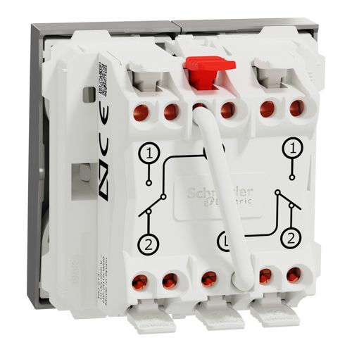 Перемикач освітлення двоклавішний Schneider Electric (2 модулі) 10А Unica New алюміній