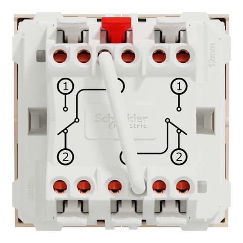 Перемикач освітлення двоклавішний Schneider Electric (2 модулі) 10А Unica New бежевий