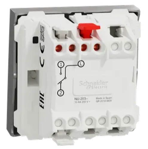 Перемикач освітлення одноклавішний Schneider Electric (2 модулі) 10А Unica New алюміній