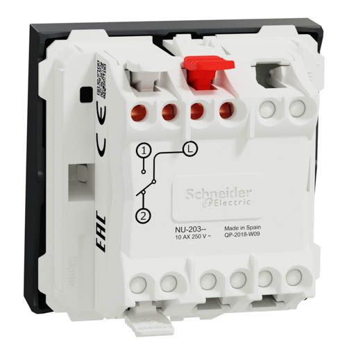 Перемикач освітлення одноклавішний Schneider Electric (2 модулі) 10А Unica New антрацит