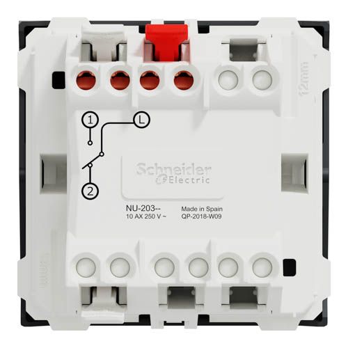 Перемикач освітлення одноклавішний Schneider Electric (2 модулі) 10А Unica New антрацит