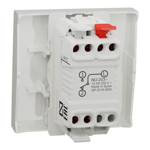 Перемикач освітлення одноклавішний Schneider Electric (2 модулі) 10А Unica New білий