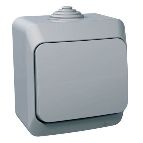 Перемикач освітлення одноклавішний Schneider Electric сірий серія Cedar Plus IP44
